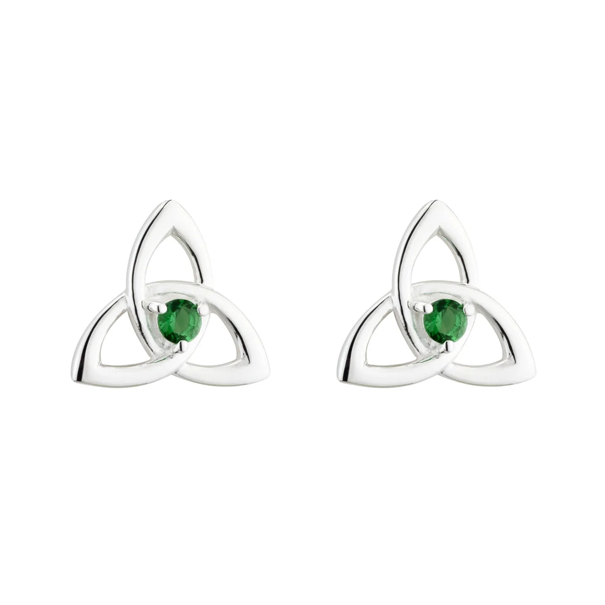 Solvar Green Crystal Trinity Knot Stud Earrings