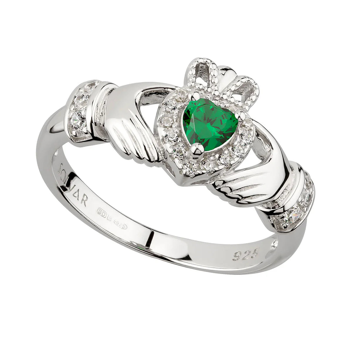 Heart Encrusted Claddagh Ring