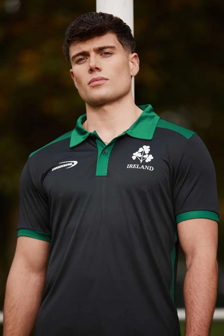 Lansdowne Ireland Shamrock Performance Polo Shirt in Black & Green