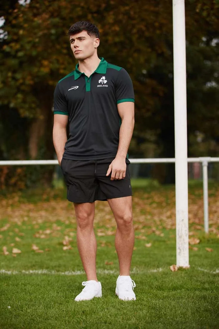 Lansdowne Ireland Shamrock Performance Polo Shirt in Black & Green