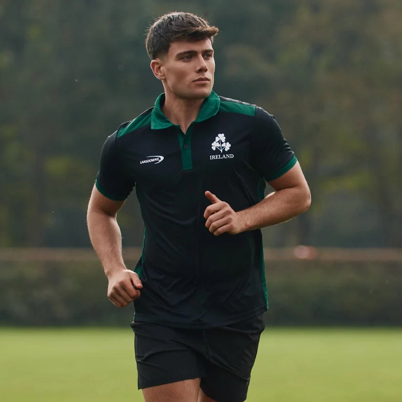 Lansdowne Ireland Shamrock Performance Polo Shirt in Black & Green