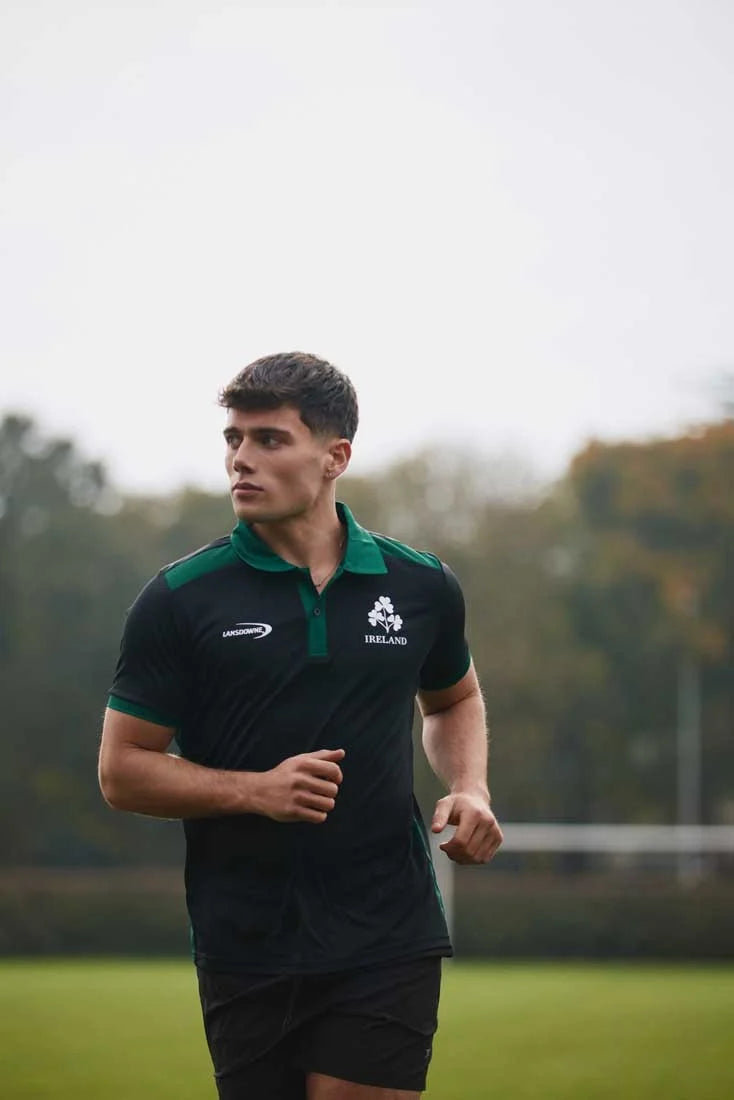 Lansdowne Ireland Shamrock Performance Polo Shirt in Black & Green