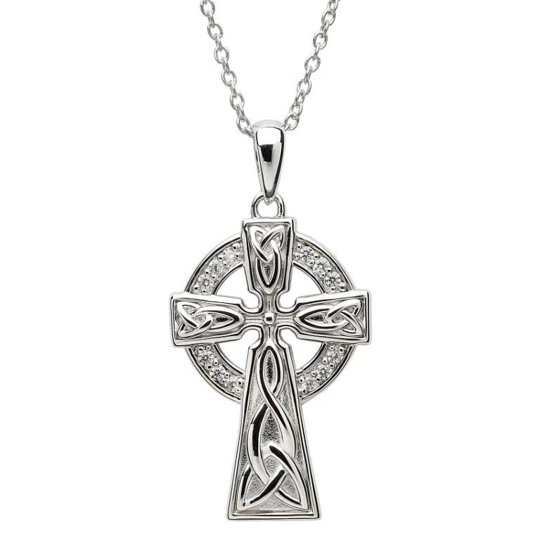Shanore Sterling Silver Large Pave Set CZ Celtic Cross