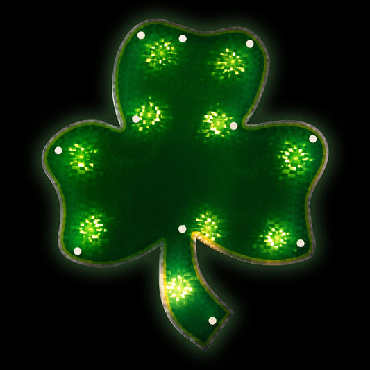 14" Lighted Shamrock St. Patrick's Day Window Silhouette - Clear Lights