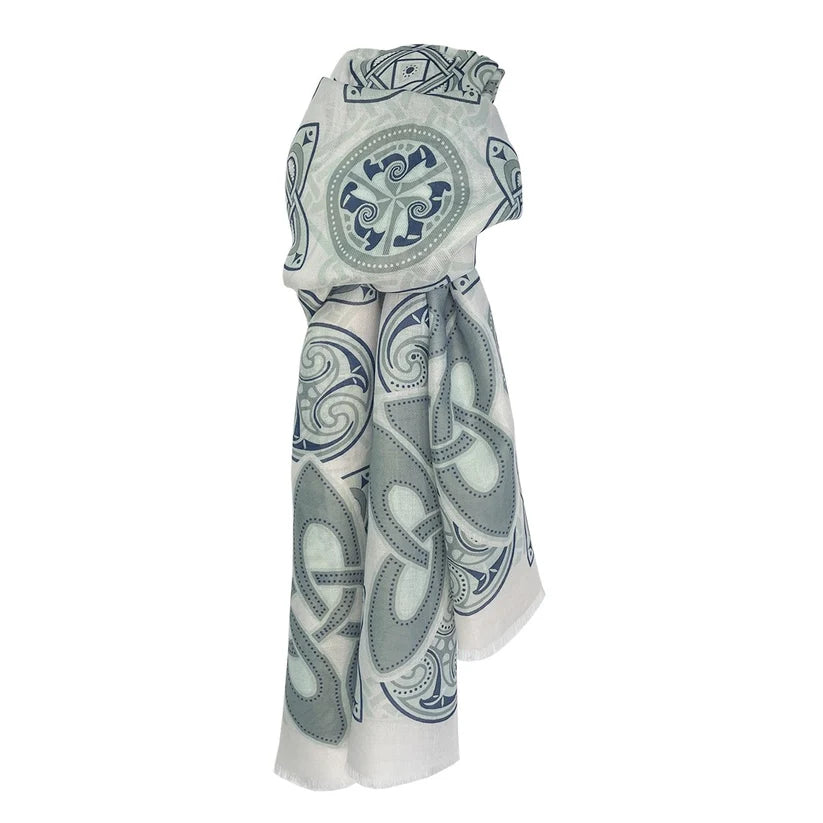 Patrick Francis Celtic Knot Fashion Scarf in Cream & Green