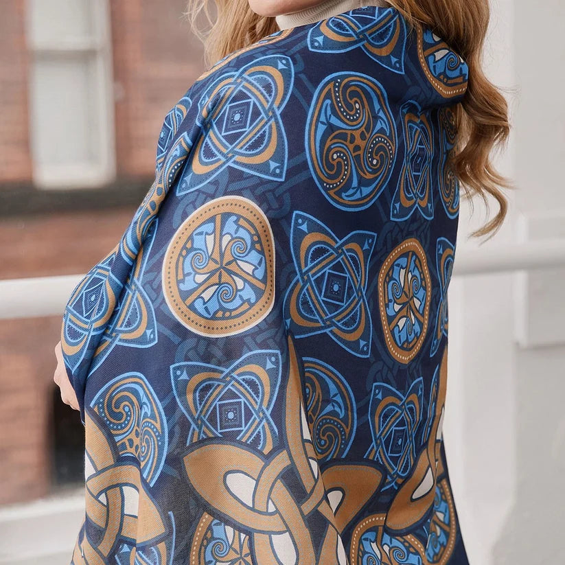 Patrick Francis Celtic Knot Fashion Scarf in Navy & Gold