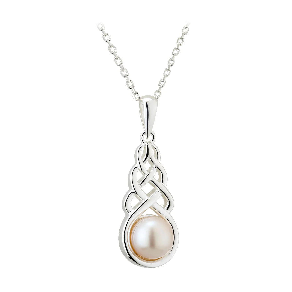 Solvar Sterling Silver Celtic Drop Pearl Pendant