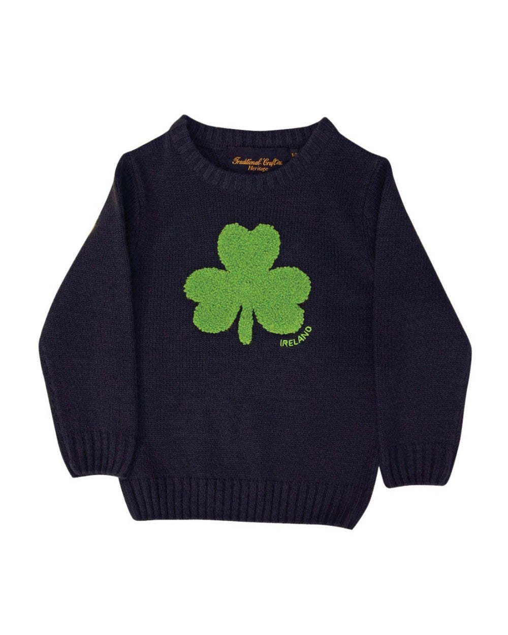 Trad Craft Kids' Shamrock Jumper Cream Knit Emerald