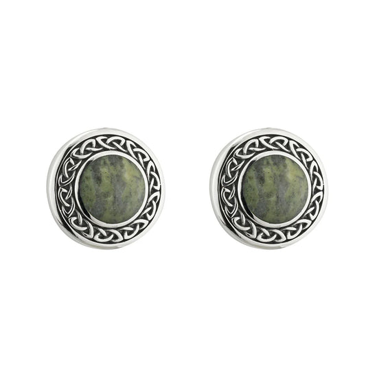 Solvar Connemara Marble Round Celtic Stud Earrings