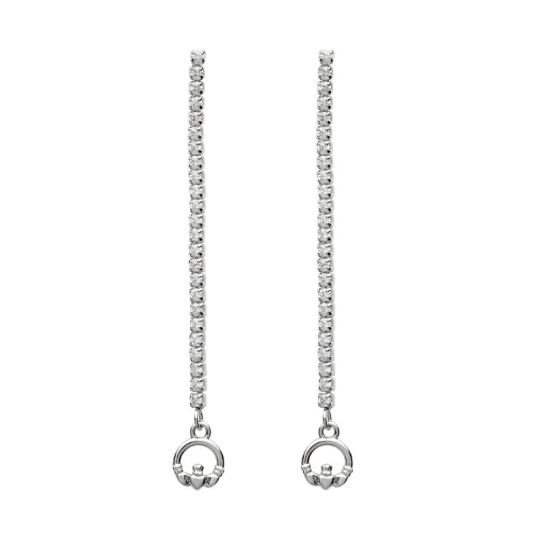 Shanore Silver Claddagh Dangle Drop Earrings