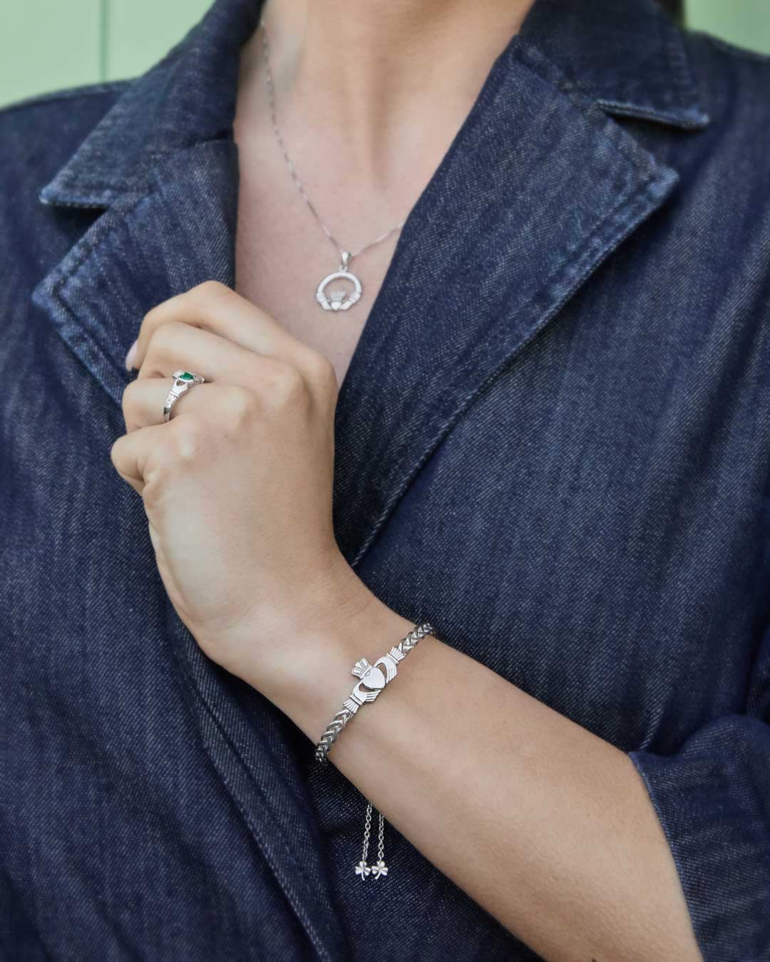 Celtic Claddagh Draw String Bangle