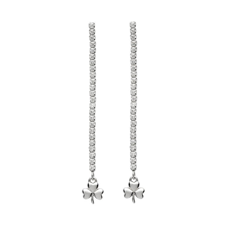 Shanore Silver Shamrock Dangle Drop Earrings