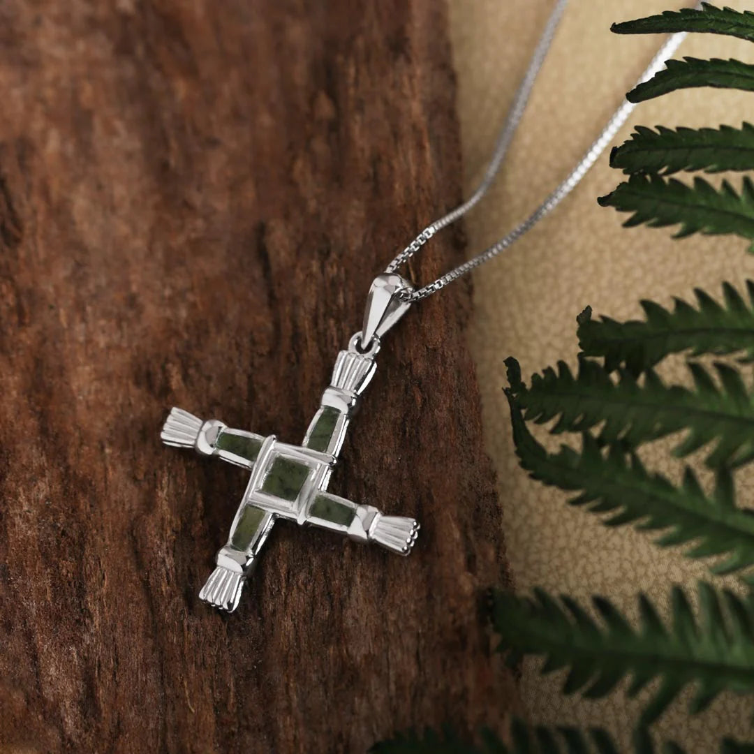 Connemara Marble St Brigid's Cross Necklace
