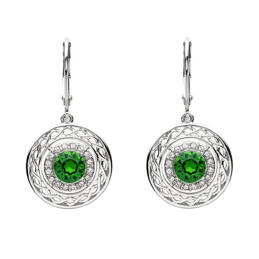 Shanore Sterling Silver Celtic Halo Earrings Adorned With Crystals