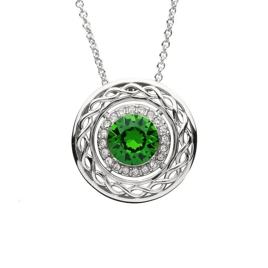 Shanore Sterling Silver Celtic Halo Pendant Adorned With Crystals