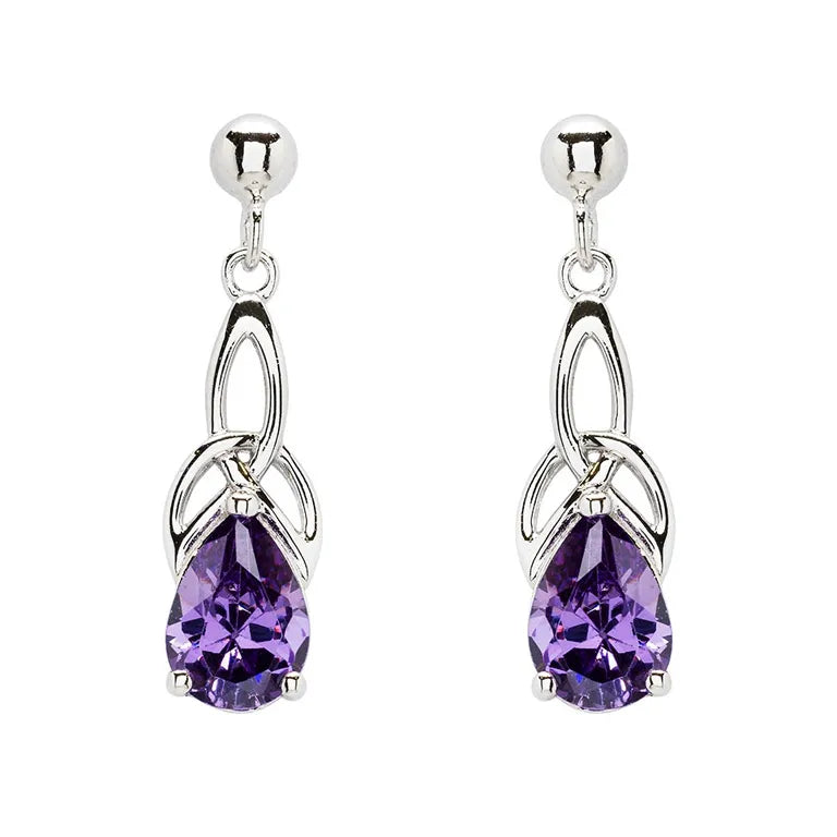 Shanore Sterling Silver Cubic Zirconia Amethyst Trinity Knot