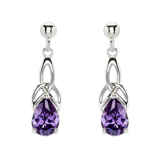 Shanore Sterling Silver Cubic Zirconia Amethyst Trinity Knot