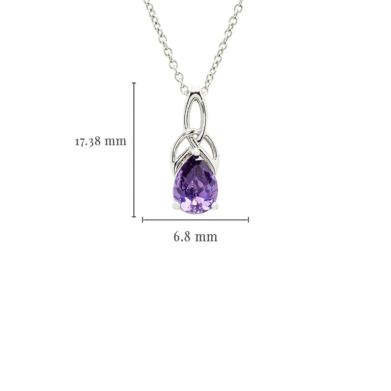 Shanore Sterling Silver Cubic Zirconia Amethyst Trinity Knot