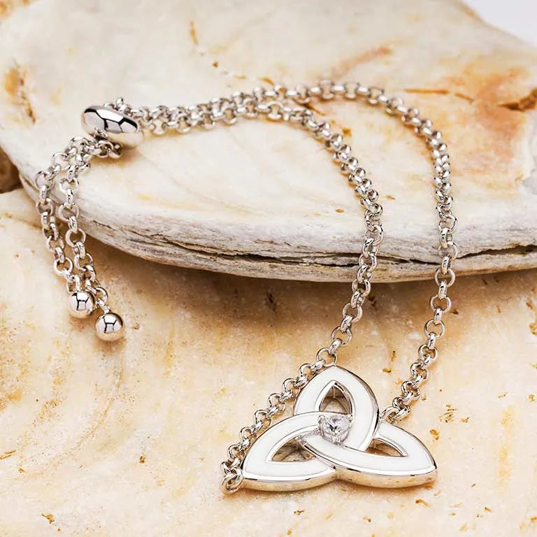 Sterling Silver Enamel Celtic Trinity Knot Bracelet