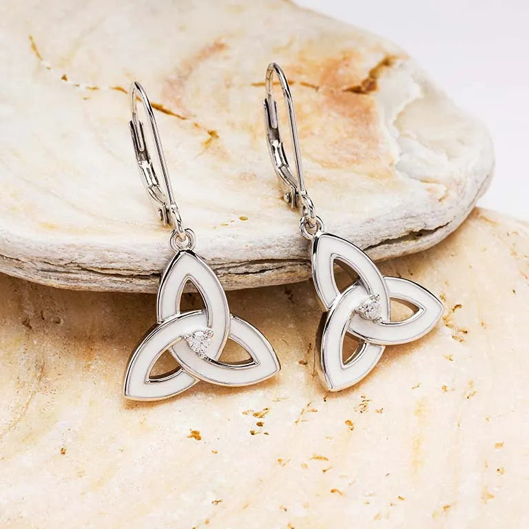 Sterling Silver Enamel Celtic Trinity Knot Earrings