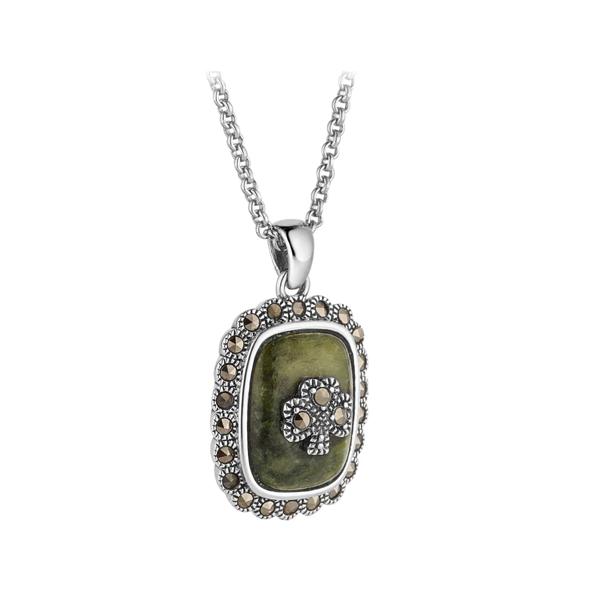 Sterling Silver Connemara Shamrock Marquesite  (rectangle)