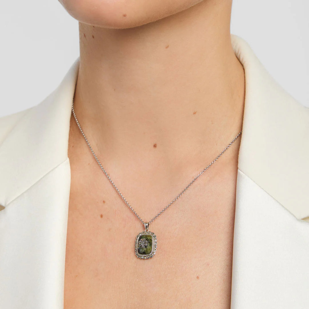 Sterling Silver Connemara Shamrock Marquesite  (rectangle)