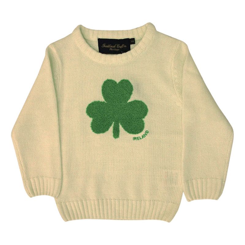 Trad Craft Kids' Shamrock Jumper Cream Knit Emerald