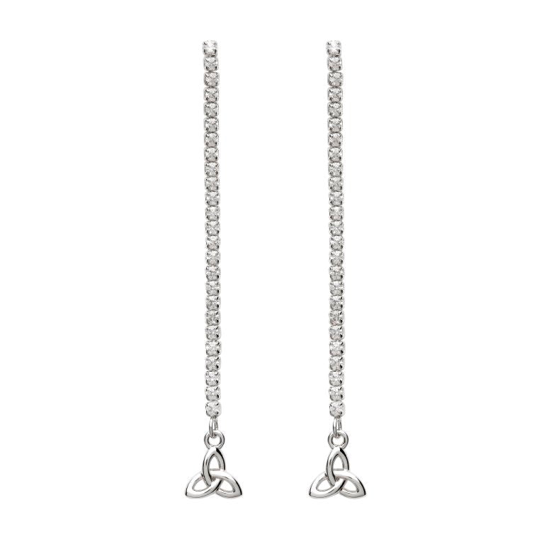 Shanore Trinity Knot Silver Dangle Drop Earrings