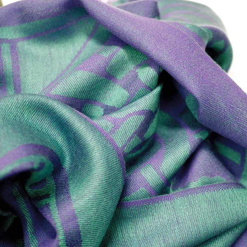 Patrick Francis Wool Blend Scarf in Purple & Green