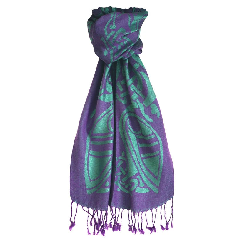 Patrick Francis Wool Blend Scarf in Purple & Green